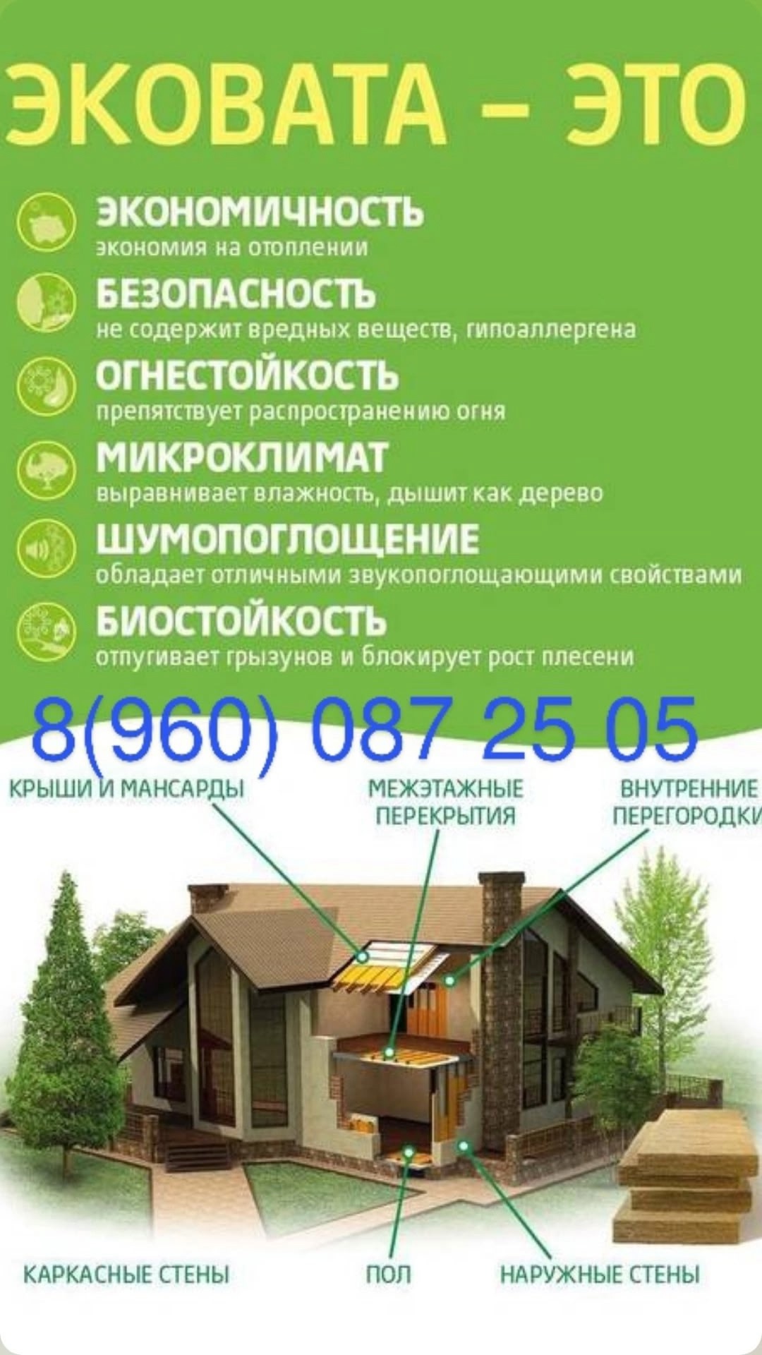 Утепление Эковатой Пол Потолок Стены