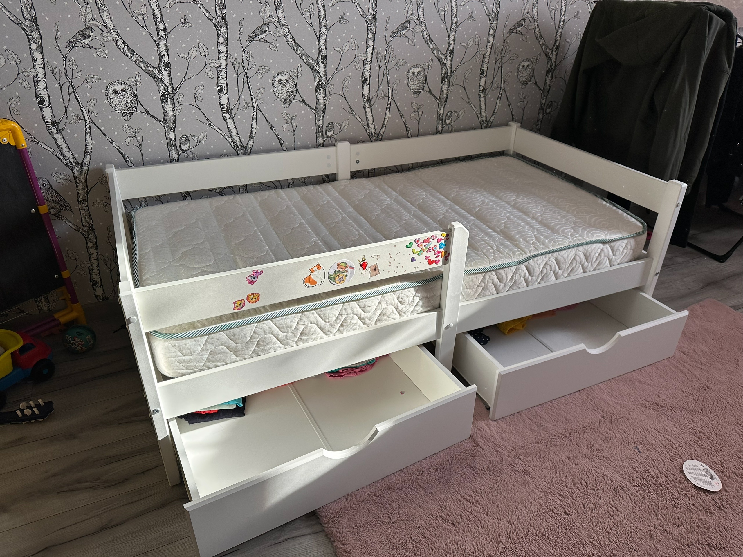 Детская кровать с ящиками, матрас (2)