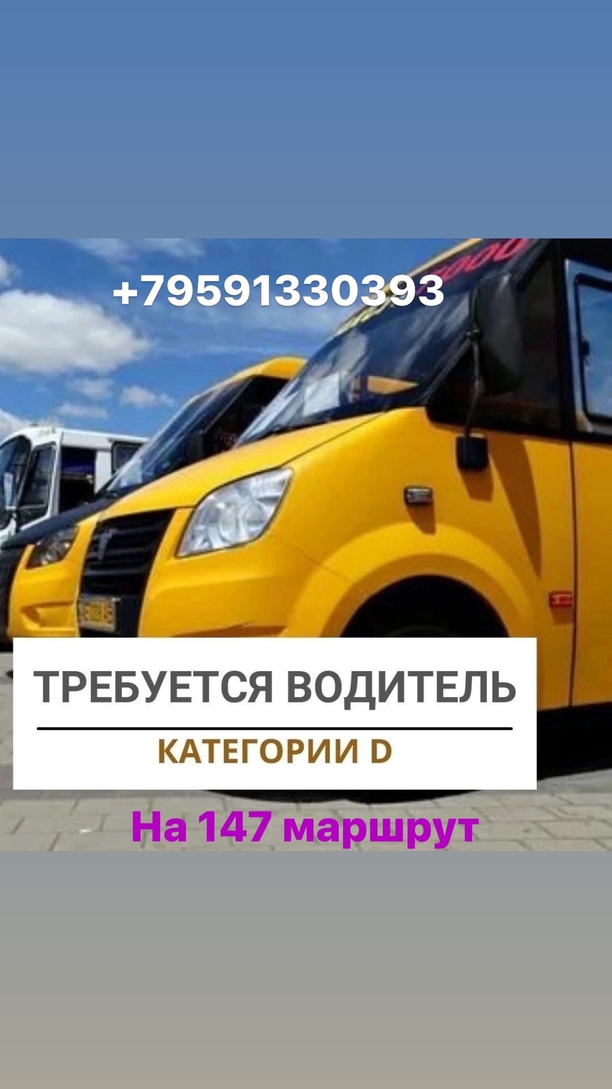 Вакансия: Водитель на маршрутное такси