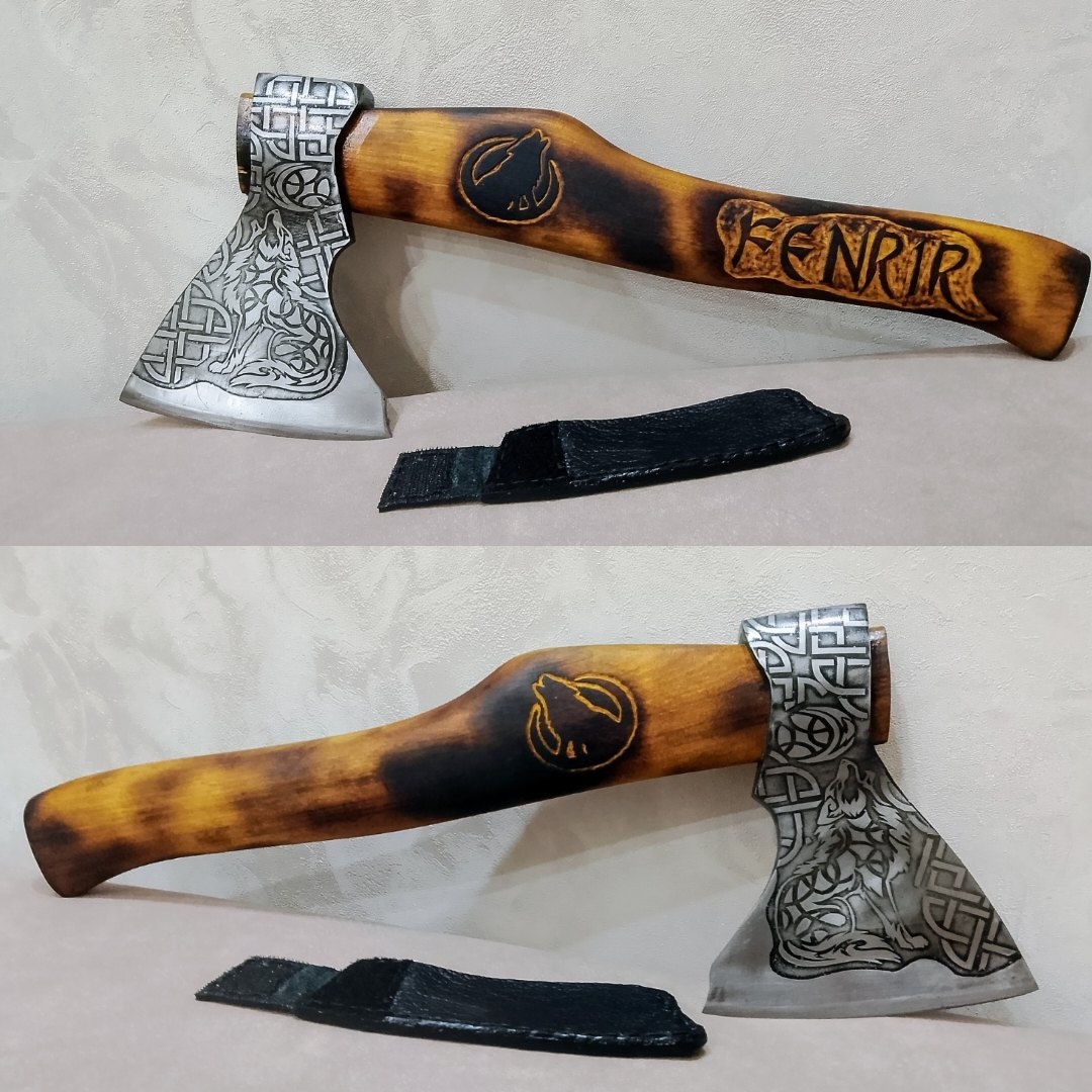 Кованный топор "ФЕНРИР" с травлением