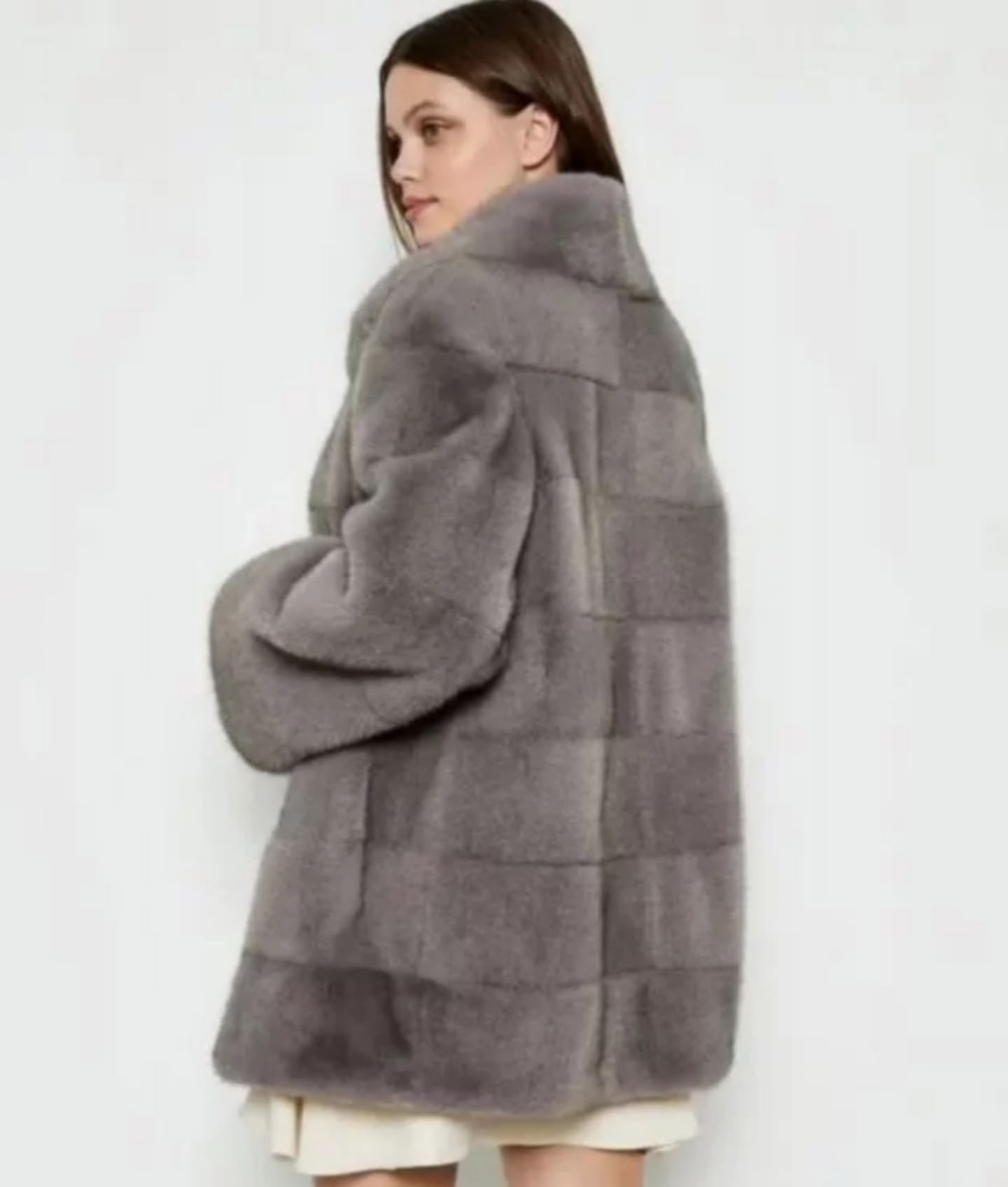 Искусственная шуба под норку серо-голубого (1)