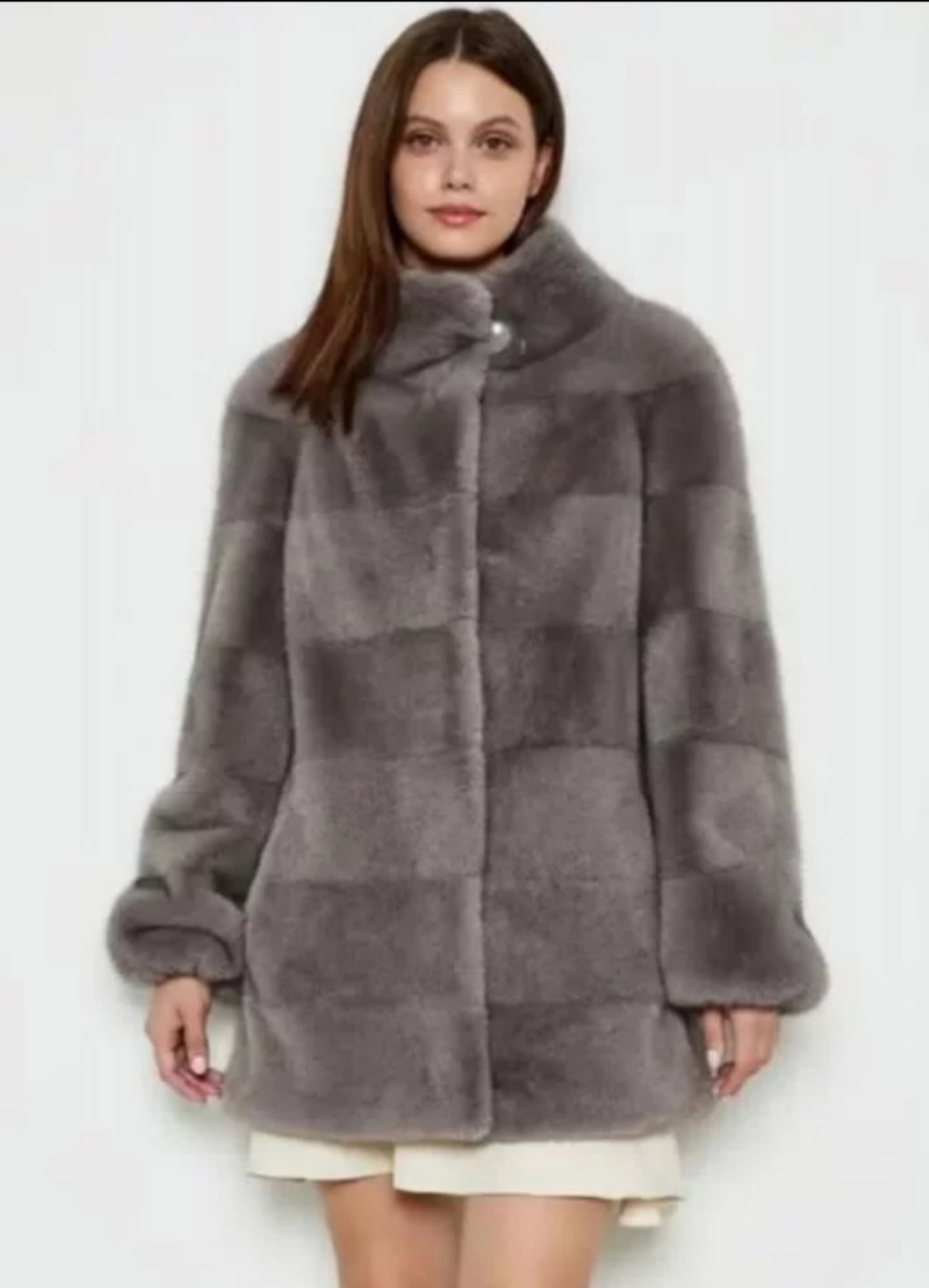 Искусственная шуба под норку серо-голубого